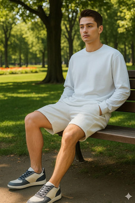 METRONAUT Solid Men White Beach Shorts, Regular Shorts