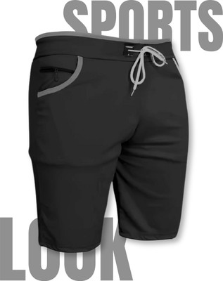Venner Solid Men Black Running Shorts, Casual Shorts