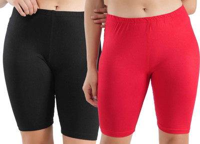 ORLIZEA Solid Women Black, Red Cycling Shorts