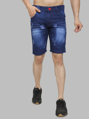 NIRALI Solid Men Denim Dark Blue Denim Shorts