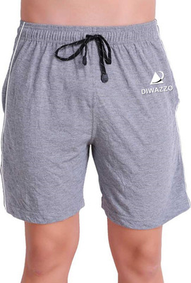 Diwazzo Solid Men Grey Basic Shorts