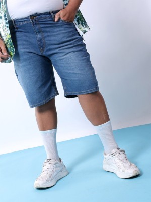 Hardsoda Solid Men Blue Denim Shorts