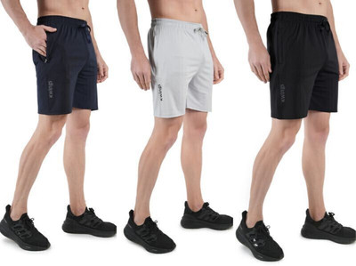 KWINGS Solid Men Dark Blue, Grey, Black Sports Shorts