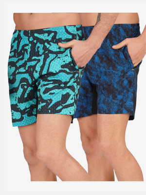 never lose Printed Men Green, Blue Swim Shorts