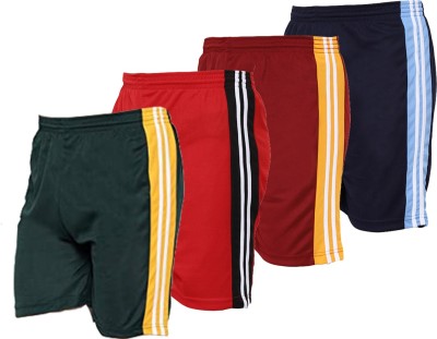 OORA Striped Men Green, Red, Maroon, Dark Blue Sports Shorts