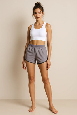 Keenuu Solid Women Silver Gym Shorts, Casual Shorts, Sports Shorts