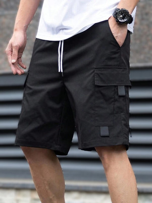AMORE FASHION Solid Men Black Regular Shorts