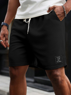 KAJARU Self Design Men Black Casual Shorts
