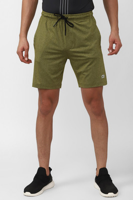 PETER ENGLAND Self Design Men Green Regular Shorts