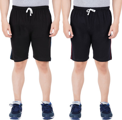 Guide Solid Men Black, Blue Regular Shorts