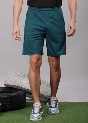 Force NXT Solid Men Green Sports Shorts