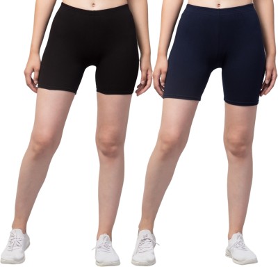 CKARFE Solid Women Blue, Black Casual Shorts