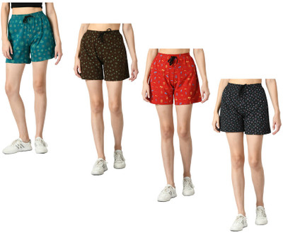 KAVYA Printed Women Multicolor Regular Shorts