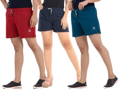 STYLE AK Solid Women Red, Blue, Blue Regular Shorts