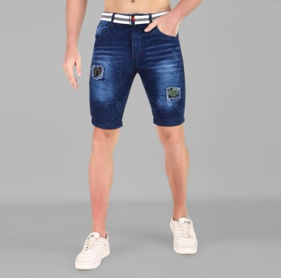 Masher Dyed/Washed Women Denim Dark Blue Denim Shorts