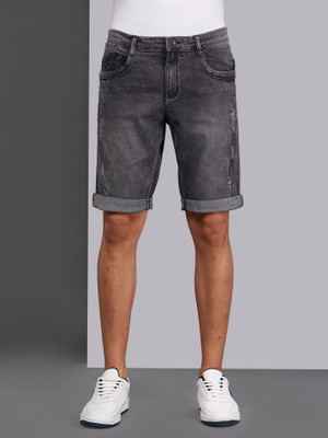 bEEVEE Solid Men Denim Black Regular Shorts