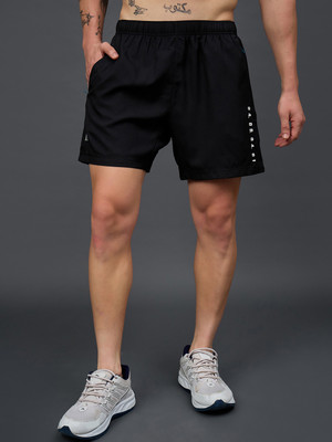 DIDA Solid, Printed Men Black Sports Shorts