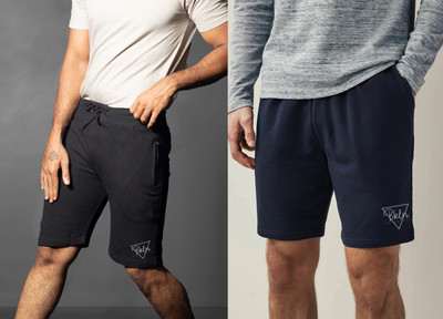 Moda Rapido Solid Men Black, Dark Blue Regular Shorts