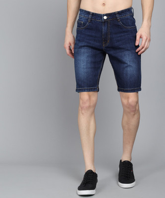 STUDIO NEXX Dyed/Washed Men Dark Blue Denim Shorts