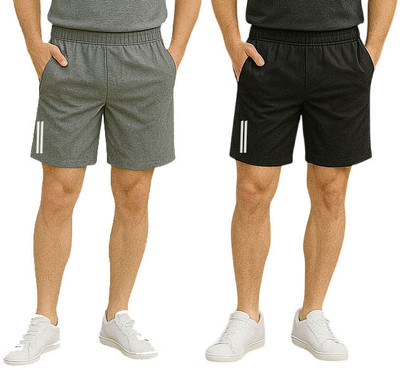 Fabc Solid Men Black Basic Shorts