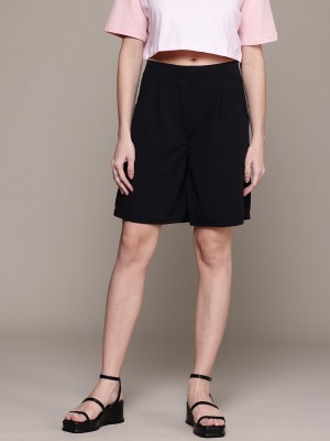 Roadster Solid Women Black Regular Shorts