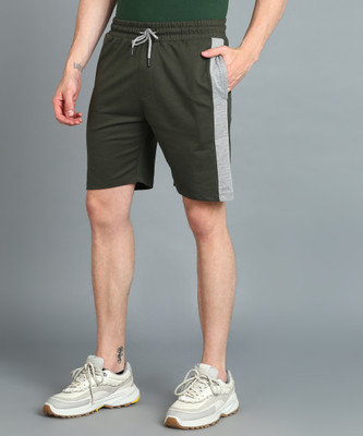 Urbano Fashion Color Block Men Green Basic Shorts