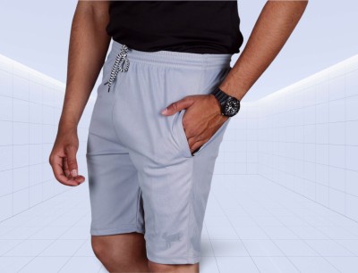 Duooble Solid, Printed Men Grey Sports Shorts