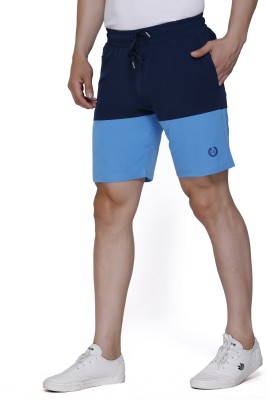 Leebonee Color Block Men Dark Blue, Blue Casual Shorts