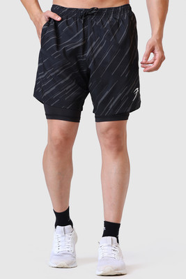 FuaarK Printed Men Black Gym Shorts