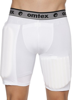 omtex Solid Men White Compression Shorts