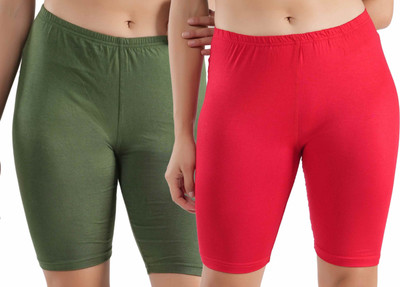 ORLIZEA Solid Women Pink, Green Cycling Shorts