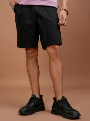 HIGHLANDER Solid Men Black Regular Shorts