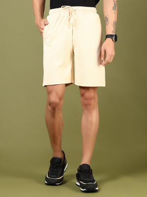 V-MART Solid Men Beige Regular Shorts