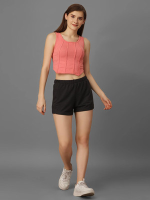 SXV STYLE Solid Women Grey Basic Shorts