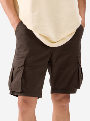 The Souled Store Solid Men Brown Cargo Shorts