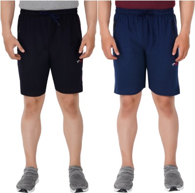 FEEL TRACK Solid Men Dark Blue, Blue Bermuda Shorts