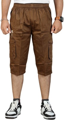 Koixurey Solid Men Brown Cargo Shorts