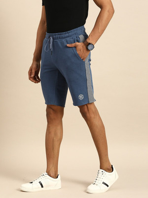 BEING HUMAN Self Design Men Dark Blue Basic Shorts