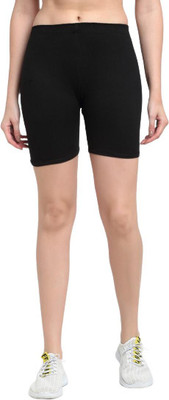 Wemyc Solid Women Black Cycling Shorts