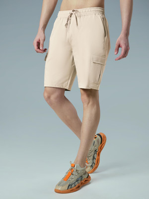 TECHNOSPORT Solid Men Beige Cargo Shorts