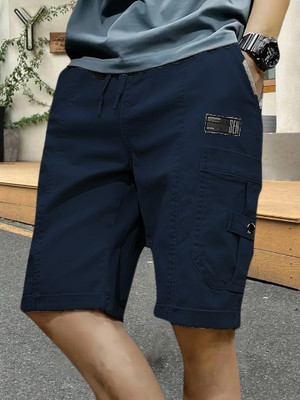 Pitzz Solid Men Dark Blue Cargo Shorts