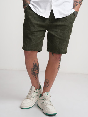 HIGHLANDER Self Design Men Green Regular Shorts