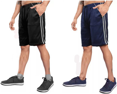 Sathvik Tex Solid Men Blue Regular Shorts