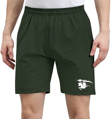 INDICLUB Solid Men Dark Green Casual Shorts