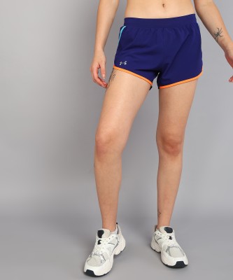 UNDER ARMOUR Solid Women Blue Running Shorts