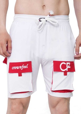 Mk Crownfeel Printed Men White Regular Shorts