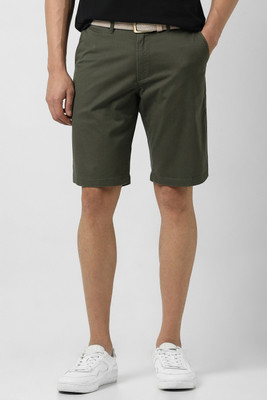 VAN HEUSEN Solid Men Green Regular Shorts