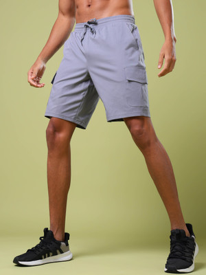 TECHNOSPORT Solid Men Grey Cargo Shorts
