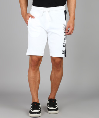 United Colors of Benetton Printed Men White Casual Shorts