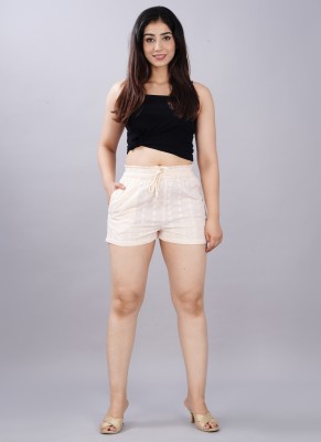 Hi Fashion Self Design Women White Regular Shorts